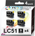 TG Imaging 4-Pack LC51 Ink Cartridge Replacement (4xBlack) for DCP-130C, DCP-330C, DCP-350C, MFC-240C