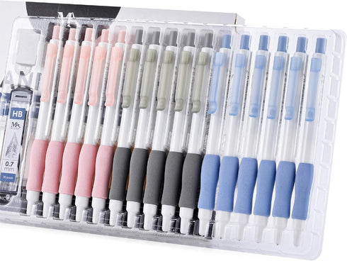 MozArt Cute Mechanical Pencil Set 0.7mm, 16PCS with 30 HB Lead Refills for Art and Drawing Supplies