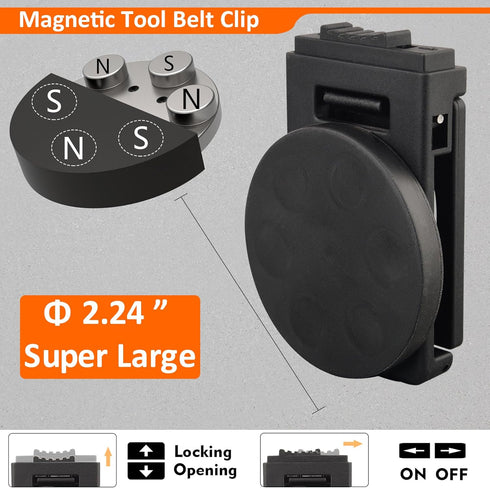 MUTUACTOR Magnetic Tool Belt Clip, Non-Slip Magnet Tool Holder for Belt, 2 Pack Strong Magnetic Clip Accessories