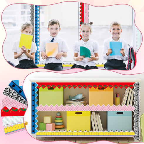 6 98.4ft Rolls Back to School Bulletin Board Borders Pencil Apple Crayon Checkered Scalloped Border Trim Composition