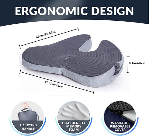 Janemiri Small Travel Seat Cushion for Airplane,Portable Foldable Seat Cushion,Sciatica Pain Relief with Built