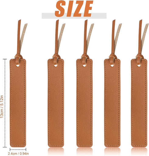 Zonon 10 Pieces Handmade Genuine Leather Bookmarks, Personalized Page Markers for Book Lovers (Light Tan)