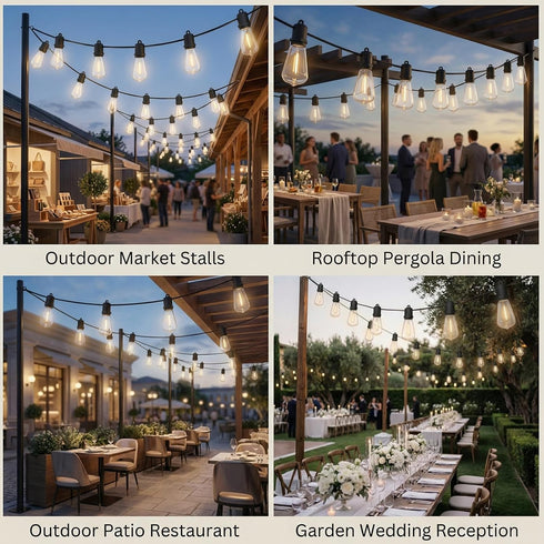 25FT 13 ST38 Bulbs, Dimmable LED Outdoor String Lights, Shatterproof Edison Waterproof Patio Decor for Outside, Bistro