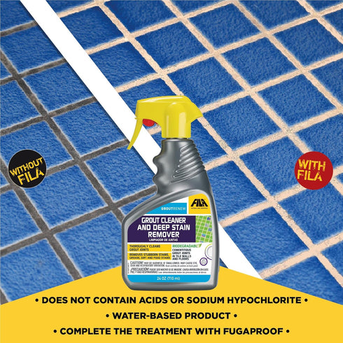 24 OZ, FILA Filagrout Net Grout Cleaner for Tile Floors, Ceramic Tile and Porcelain Tile, Non-acid and Biodegradable