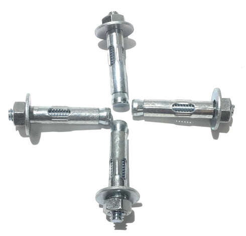 Sleeve Anchors with Nuts & Washers - Zinc Plated Steel, Hex Head, 5/16" x 1.5" Long (4 Pack)