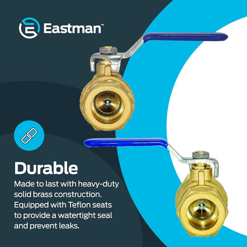 Eastman 3/4 Inch Compression Full Port Ball Valve, Brass Plumbing Fitting, 20097LF