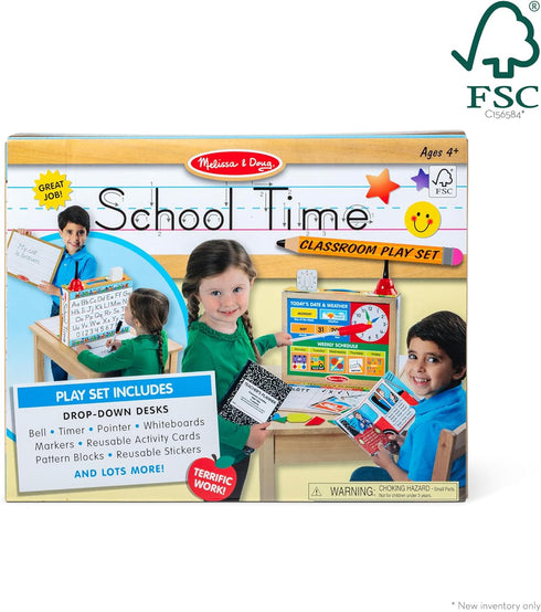Melissa & Doug School Time! Classroom Play Set Game - Be Teacher or Student