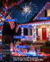 200LED 4th 82FT Smart of July String Lights | App Controlled Red White and Blue Lights, Waterproof Patriotic RGB Color