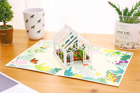 Liif Greenhouse Mothers Day Card - 3D Pop Up Birthday Card for Her, Mom, Wife, Sister