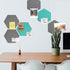 Navaris Hexagon Felt Board Tiles, Set of 12 Memo Bulletin Boards with Push Pins and Double-Sided Tape 5.9" x 6.7" -