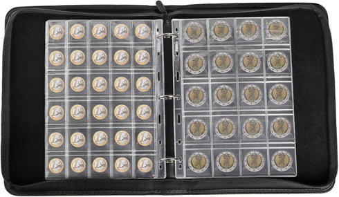 Jucoan 25 Sheet Coin Collection Pages, Total 535 Pockets, Standard 9 Holes Coin Binder Insert Sleeves for Coin Album