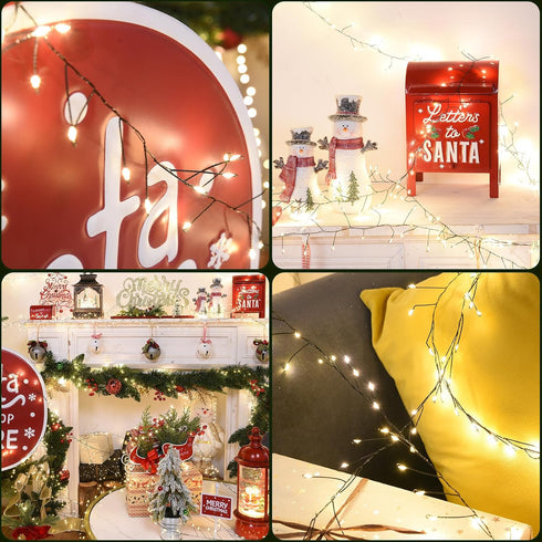 32.8Ft 500LED Fairy Lights Plug in Warm Christmas Wreath Twinkle Lights with Timer Waterproof Remote Firecracker