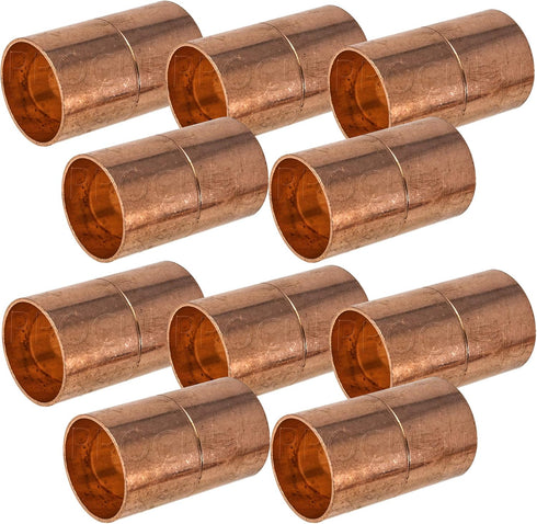 10-Pack 3/4-Inch Copper Coupling with Stop, C x C Sweat Connection, Certified Safe (CWCR0034-10P)