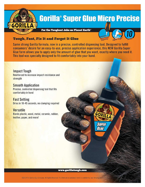 Gorilla Micro Precise Super Glue, Clear, 5 Gram (Pack of 1)