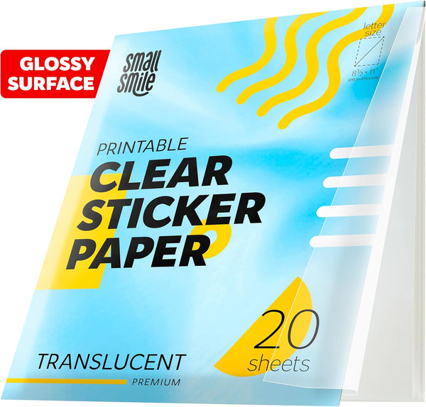 95% Clear Sticker Paper for Inkjet Printer and Laser 20 Sheets, 8.5x11
