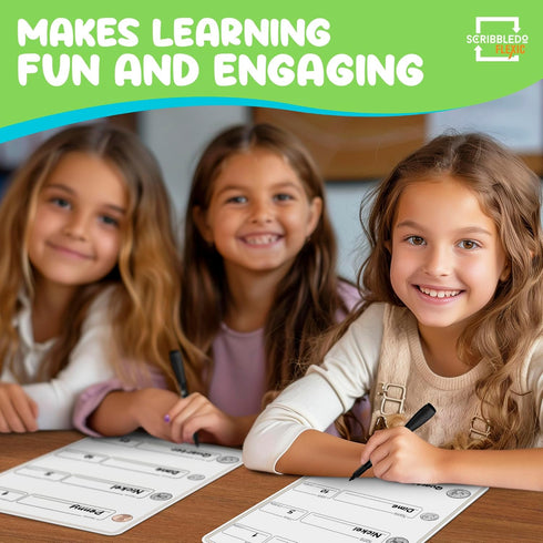 SCRIBBLEDO Coin Practice, 9”x12” Small White Board Dry Erase Sheets, Math Manipulatives for 2nd Grade Money Learning,