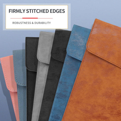 Toplive Document File Folder - Waterproof Thin PU Leather A4 Envelope Folder with Magnetic Closure, Black