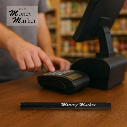 HVM Counterfeit (2 Counterfeit Pack Money Detector Pen Pens) - Money Marker Bill Detector Pen with Upgraded Chisel Tip