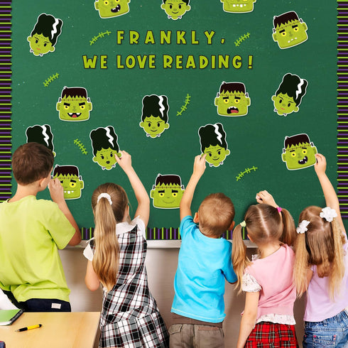 Haooryx 118Pcs Green Monster Bride Bulletin Board Decoration Set, Character Cutouts for Christmas Home Theme Party
