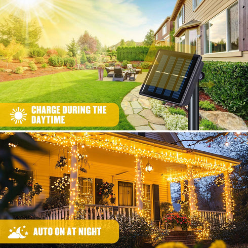 2 Pack 66 200 JMEXSUSS Solar String Lights Outdoor Waterproof, Total FT LED Solar Christmas Lights Outdoor, Twinkle