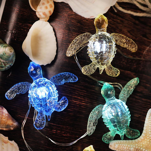 JASHIKA Beach Theme Sea Turtle Fairy Lights Marine Life 10ft 30LED Waterproof