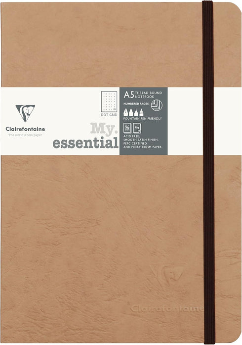 Clairefontaine 'Age Bag' Thread-Bound Notebook, A5, Dot, 192 Pages, Brown