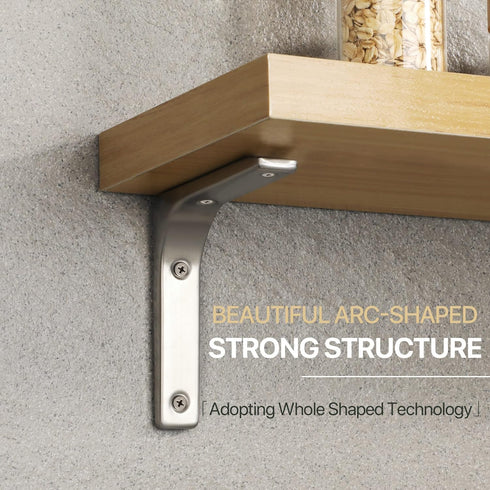 6 Inch 5 Inch, 4Pcs SAYAYO Heavy Duty Floating Shelf Brackets x Stainless Steel Wall Shelf Brackets & Supports Brushed