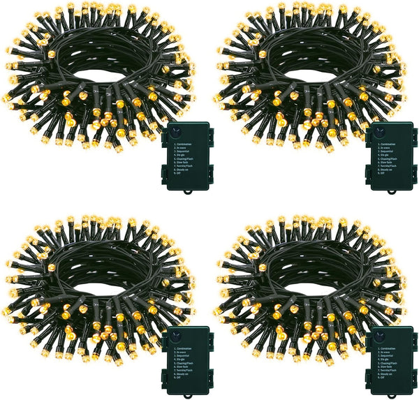 LumBelle 4 Pack String Lights Battery Operated, Each 23ft 70 LED Christmas
