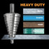 4241 HSS Large Step Drill Bits Set, 1/2", 7/8", & 1-3/8" for Hole Drilling in Iron, Copper, Aluminum, Wood
