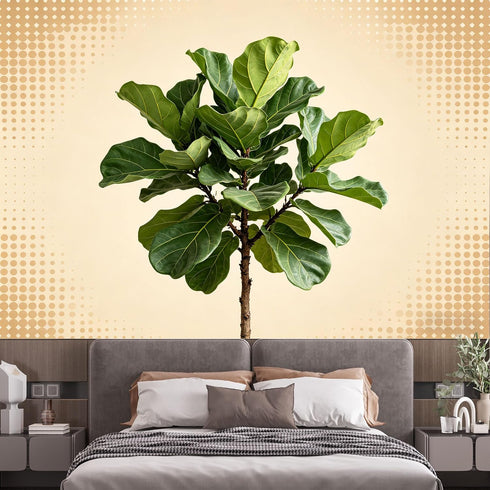 Agglomerix Custom Size Wall Murals Botanical Green Fiddle Leaf Fig Tree Minimalist Natural Plant Art SelfAdhesive Wall