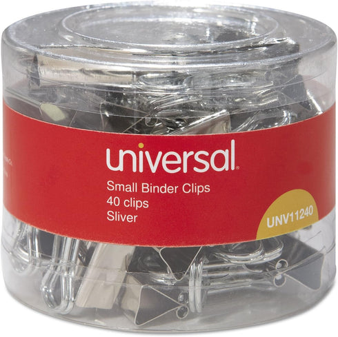 Universal 11240 Small Binder Clips, 3/8-Inch Capacity, Silver, 40/Pack, 3/4-Inch Wide