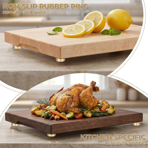 HANLANXUE 8 0.8 0.31 Inch Pcs Brass Cutting Board Feet with Nonslip Pads x Rubber Feet for Cutting Boards, Solid Brass