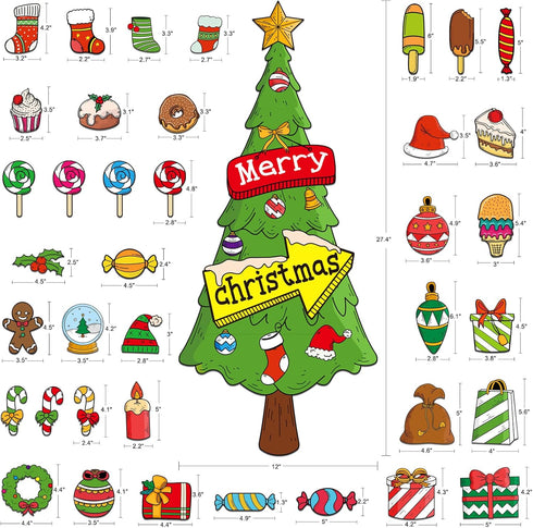 SICOHOME 48 Pcs Christmas Bulletin Board Decorations Set - Winter Classroom Decor Supplies