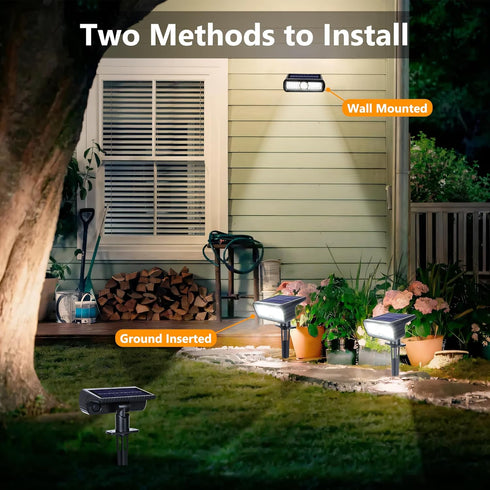 Toodour Solar Spot Lights Outdoor, 2 Pack with 2 Modes, Waterproof Solar Powered Flood Lights for Garden Decor