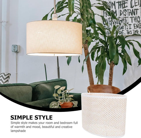 E27 E14 Woven Lamp Shade Cover Rattan Oval Lampshade Woven Light Cover for Bedside Lamp Floor Touch for Living Room