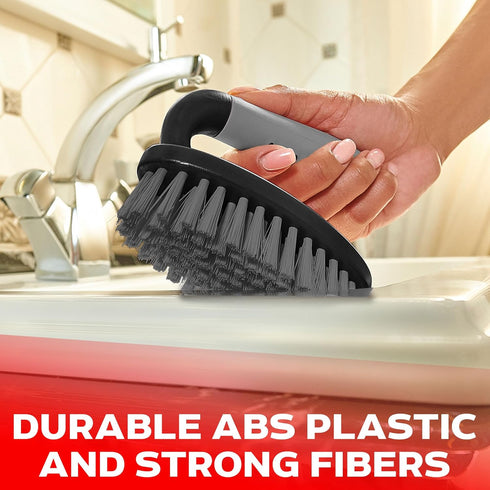Scrub Brush Set of 3pcs, Cleaning Shower Scrubber with Ergonomic Handle and Durable Bristles for Bathroom and Kitchen