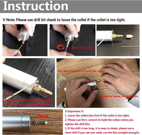 Yakamoz 0.7-1.2mm Mini Micro Electric Aluminum Hand Portable Handheld Drill with 15pcs Drill Bits, 2A Power Supply Included by YAKAMOZ