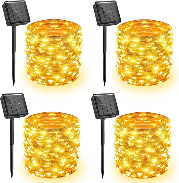 Minetom 4 Pack Solar String Lights, Total 132Ft 400 LED Solar Fairy