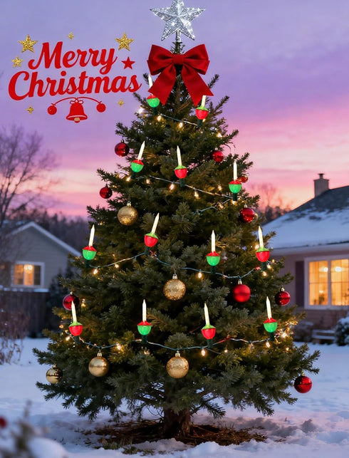 Hobbynors Set 7 7.5ft Vintage Christmas Bubble Lights - of Nostalgic Bubbling Lights on Green Wire, UL Certified Old
