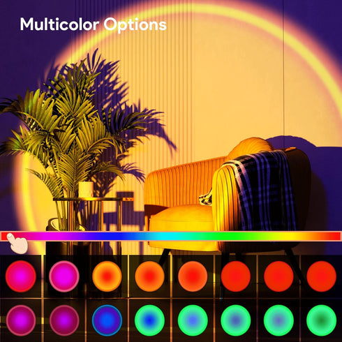Bavcieu Sunset 360 4 Setting Lamp Projection Led Lights with Remote, Multicolor Night Light Rotation Rainbow Lights