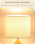 14.2 Inch, EDISHINE Small Cute Table Lamp, Wood Tripod Nightstand Lamp, Mid Century Bedside Lamp with Linen Fabric