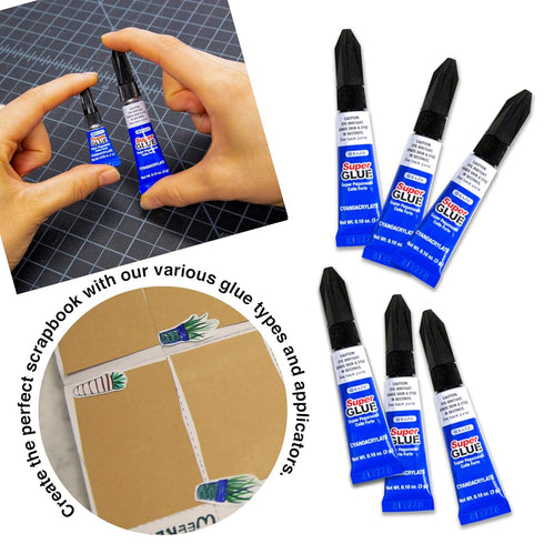 BAZIC Super Glue, 3g/0.10 Oz Small Tube Clear Adhesive Fluid for Office & Home Improvement (6/Pack)