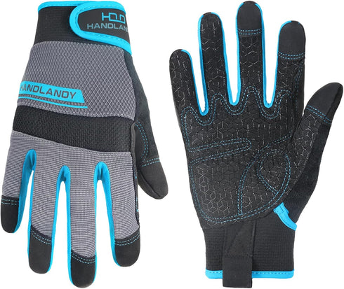 HANDLANDY Grip Work Gloves for Men and Women, Safety Utility Yard Working Gloves, Touch Screen