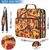 Fisyme 3 Vintage Sausage Pizza Zipper Binder Ring with Zipper and Shoulder Strap Large Capacity Multi-Pocket Binder