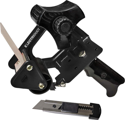 Electriduct Heavy Duty Metal Packing Tape Gun for 3 Inch Wide Tape, with Built-In Utility Knife (3 Inch Core) - Black by Electriduct