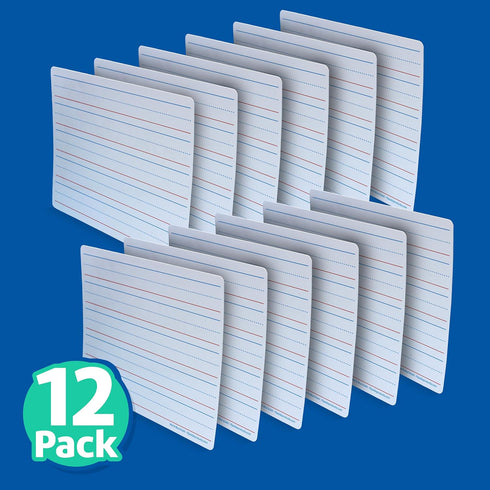 Flipside Products 9" x 12" Two-Sided Magnetic Red & Blue Dry Erase Learning Mat, 12 Pack