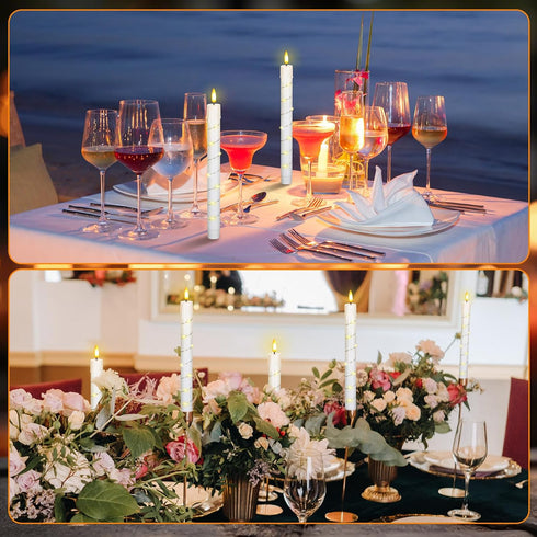 10 10 Inch Rossesay Pcs LED Flameless Taper Candles with String Light and Remote Ivory Battery Powered Flameless