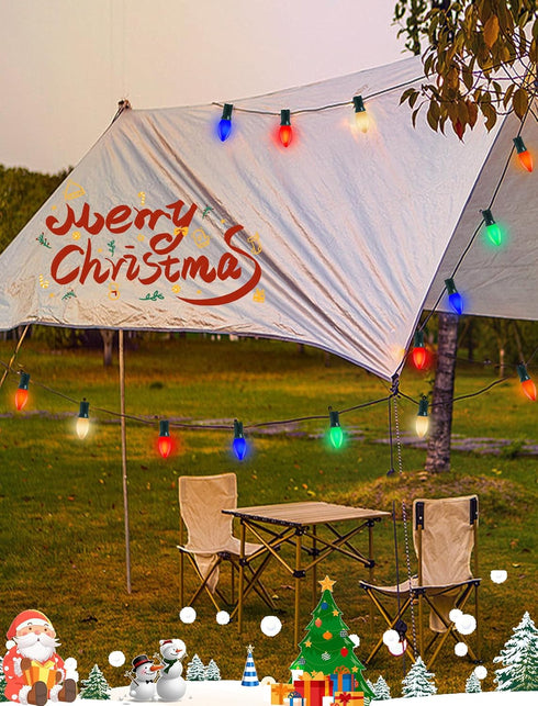 C9 25Ft 26 C9 Bulbs, LED Christmas Lights Outdoor Outdoor Christmas Decorations String Light Waterproof with LED