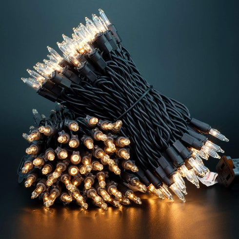 Pack 2 Sets 33 100 Count YULETIME Clear Christmas Lights with Black Wire, of ft UL Certified Holiday String Lights