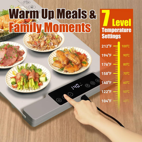 35.4x13.4 7 Settings Warming Mat for Food Extra Large Temperature Silicone Food Warming Mat Roll up Food Warmer